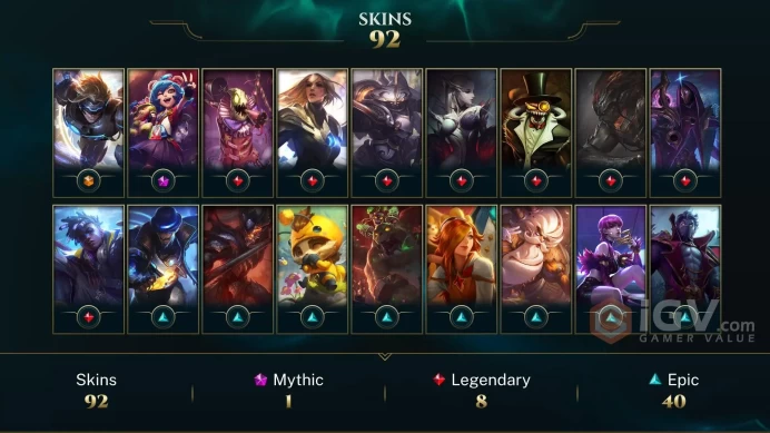EUW / SILVER 4(60LP) - 102 Champ - 92 Perfect Skins(1 Ultimate, 1 Mythic, 8 Legendary, 40 Epic) -31.3K BE - HANDMADE - FULL ACCES -CHEAP