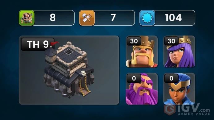 Clash of Clans (Android/ios) SC ID- [Big Sale] TH 9 - Level 102- Heroes(30/30/10) - Build 6- Cheapest price