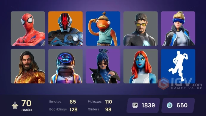 | PC/XBOX | 70 SKINS | The Foundation | Renzo the Destroyer | Fade | Peter Griffin | The Ageless | Eternal Knight | Ronin | 650 VBUCKS | FruPd |
