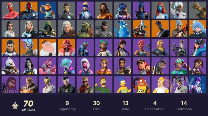 | PC/XBOX | 70 SKINS | The Foundation | Renzo the Destroyer | Fade | Peter Griffin | The Ageless | Eternal Knight | Ronin | 650 VBUCKS | FruPd |
