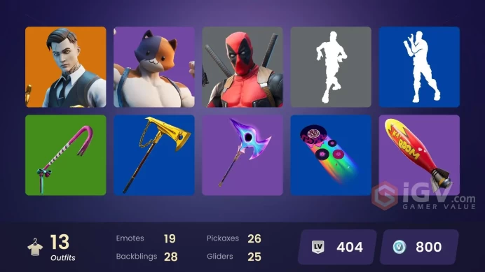 | PC | 13 SKINS | Deadpool | Midas | Gear Specialist Maya | Agent Peely | Polar Peely | Meowscles | Skye | Brutus | 800 VBUCKS | FqIGf |