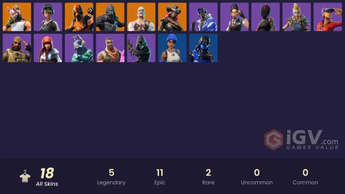 | PC/PSN/XBOX | 18 SKINS | Ragnarok | Vertex | Enforcer | Drift | Calamity | Rook | Fable | Blue Striker | Sledgehammer | 100 VBUCKS | Fra0c |