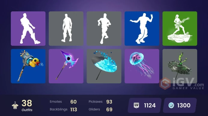 | PC/XBOX | 38 SKINS | Kymera | Joey | Sunny | Pig the Butcher | The Machinist | Dark Voyager (Reality Redacted) | Rust | 1300 VBUCKS | FsH4p |