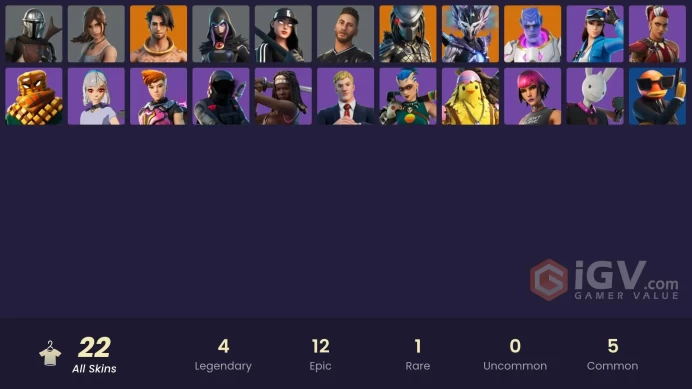 | PC/PSN/XBOX | 22 SKINS | Predator | Kymera | Mandalorian | Raz | Spire Assassin | Lexa | Neymar Jr | Kondor | Michonne | 150 VBUCKS | Fr6xJ |