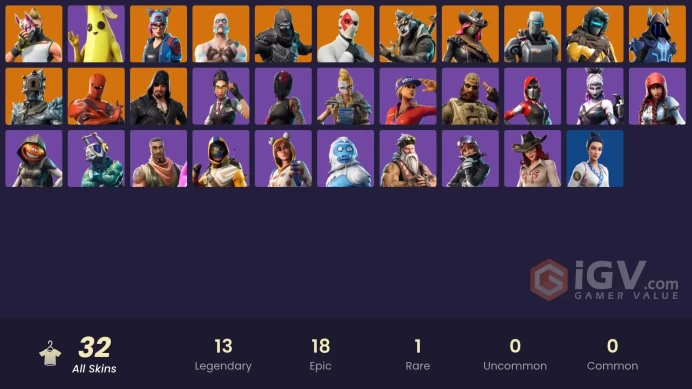 | PC/PSN/XBOX | 32 SKINS | Ragnarok | Blackheart | Lynx | Drift | Zenith | Enforcer | Hybrid | The Prisoner | A.I.M. | 550 VBUCKS | Fqrya |