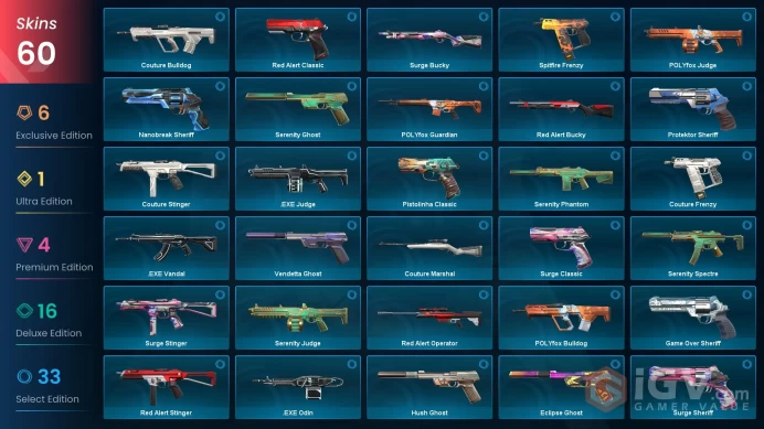 EU/TR 60 skins | RGX 11z Pro Karambit | Ruin Dagger | Prime//2.0 Karambit | Kuronami Vandal | Elderflame Operator | Oni Phantom | Prime Classic 