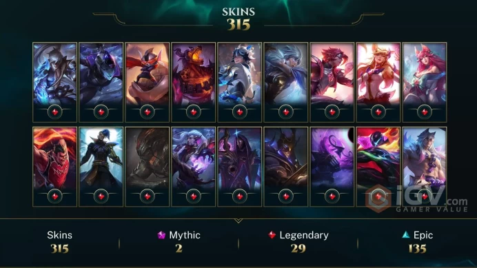 [D171] NA/EUW/OCE/JP/ 172 heroes / 315skins /  Instant Delivery/ Can change bound email and password/Can be transferred to any server