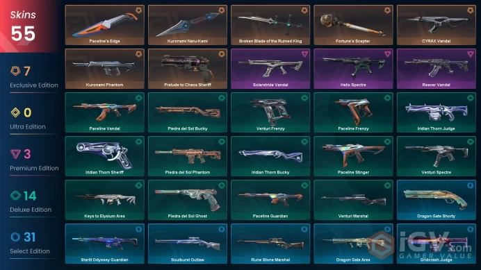 EU [ 47 TOP SKINS + 3 KNIFE ] Broken Blade of the Ruined King + Fortune's Scepter + Paceline's Edge / full acces
