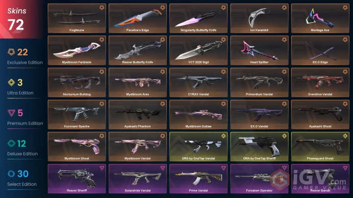 VALORANT EU WEST SERVER 72 SKİNS (+10 KNİFE, AYAKASHİ+EX.O PACKED, VCT 2026, ONETAP+CYRAX VANDAL )AUTO DELIVERY FULL ACCESS-LIFETIME WARRANT
