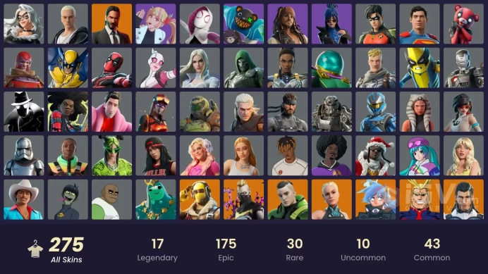 [PC] 275 skins | Subzero Cryptic | Lina Scorch | Championship Jonesy | John Wick | Optimus Prime | Twyn | Era | Paradigm