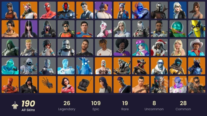 [PC] 190 skins | Renegade Raider | Gold Midas | Keri Commander | Blue Striker | Sentinel | Kymera | The Foundation