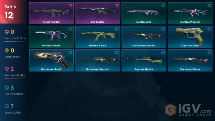 AP 12 skins | Reaver Phantom | Bolt Spectre | Montage Spectre | Montage Ares | Montage Phantom | Stormborne Sheriff | Stormborne Bucky | V0382