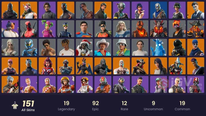 FA / 134 SKINS / BLACK KNIGHT / TRAVIS SCOTT / SPARKLE SPECIALIST / THE REAPER / BLUE SQUIRE / ROYALE KNIGHT / ELITE AGENT / STW