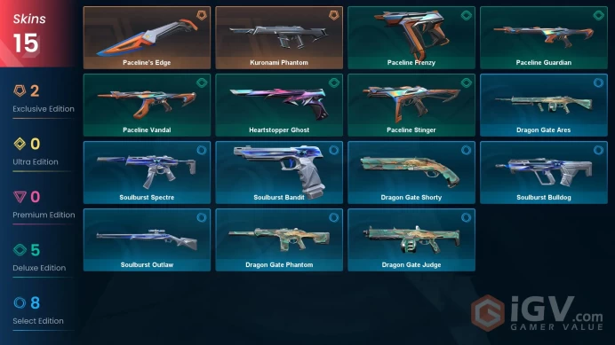 AP 15 skins | Paceline Vandal | Soulburst Outlaw | Kuronami Phantom | Paceline's Edge | Heartstopper Ghost | Paceline Frenzy | V0562