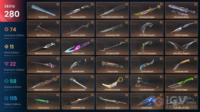 AP/MYS 268665 Spent VP VCT 2025 Karambit Phaseguard Splitter Champions 2024 Phantom Evori Dreamwings Vandal Dolmir's Revenge Vandal Primordium V