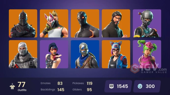 FA / 75 SKINS / BLACK KNIGHT / SPARKLE SPECIALIST / THE REAPER / BLUE SQUIRE / ROYALE KNIGHT / ELITE AGENT / BLUE TEAM LEADER /