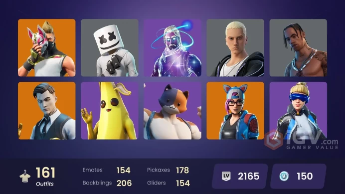 FA / 159 SKINS / GALAXY / TRAVIS SCOTT / ASTRO JACK / GOLD MIDAS / BLUE STRIKER / SULTURA / POINT PATROLLER / OG STW