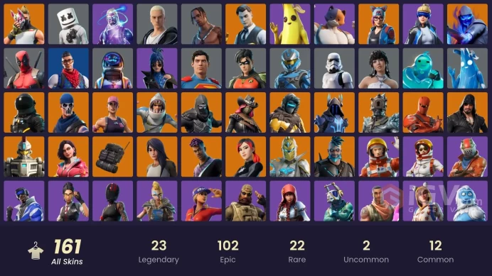 FA / 159 SKINS / GALAXY / TRAVIS SCOTT / ASTRO JACK / GOLD MIDAS / BLUE STRIKER / SULTURA / POINT PATROLLER / OG STW