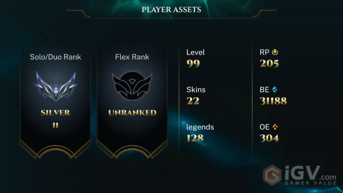 | SG | 22 SKINS | SILVER 2 | 128 CHAMPIONS | 99 LEVEL | INSTANT DELIVERY | FULL ACCESS | Fr70d |