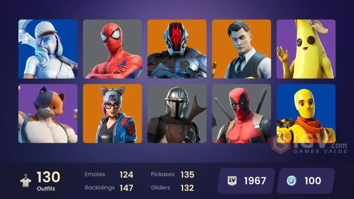 130 skins | Reaper | Gold Meowscles | Gold Midas | Gold Brutus | Championship Aura | The Foundation | Twyn | Zenith | Malik
