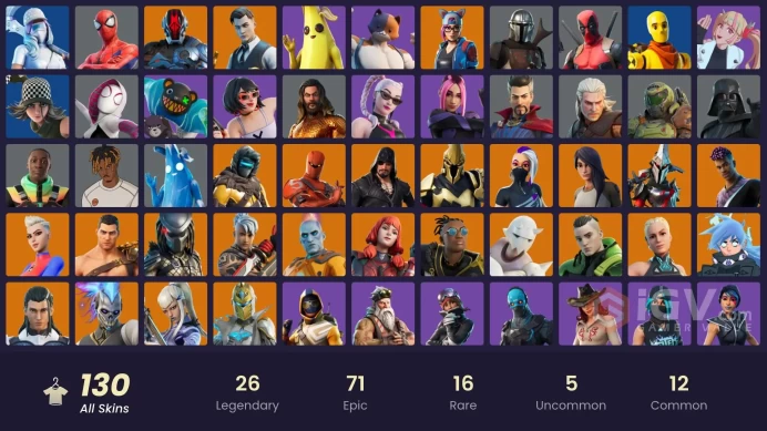 130 skins | Reaper | Gold Meowscles | Gold Midas | Gold Brutus | Championship Aura | The Foundation | Twyn | Zenith | Malik
