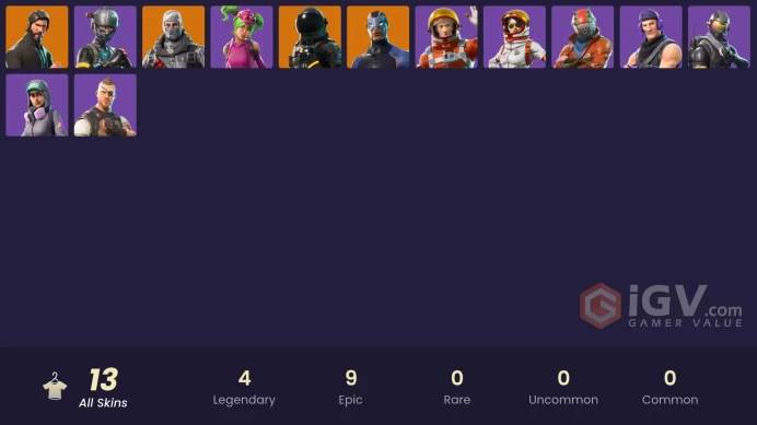 13 skins | The Reaper | Elite Agent | Take The L | Havoc | Ride The Pony | Snowflake | Sub Commander | Rogue Agent | Dark Voyager | Carbide