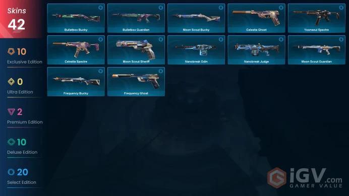 NA / 42 Skins / Kuronami Sheriff / Prime//2.0 Karambit / ChronoVoid Vandal / V121