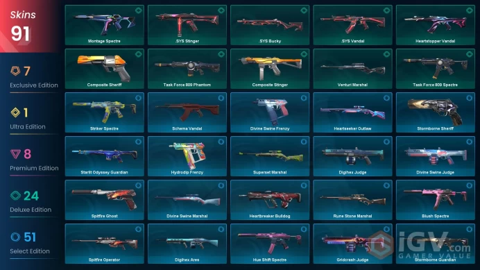 EU 91 skins | RGX 11z Pro Blade | RGX 11z Pro Firefly | Kuronami Vandal | Singularity Phantom | Elderflame Vandal | RGX 11z Pro Operator | Recon