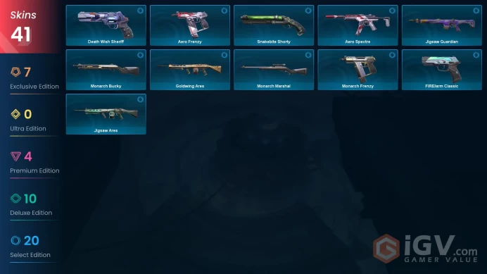 NA / 41 Skins / Prime Vandal / Prime//2.0 Karambit / K/TAC Blade / Ion Phantom / V122