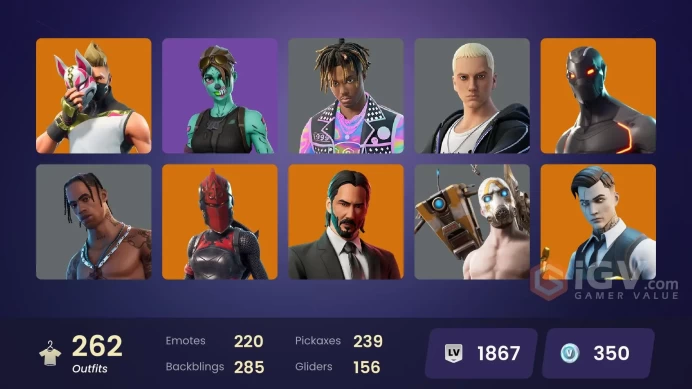263 skins | Travis Scott | Omega | Reaper | Candy Axe | Ride The Pony | Gold Midas | Rogue Agent | Lina Scorch | Clutch | Grind | Love Ranger
