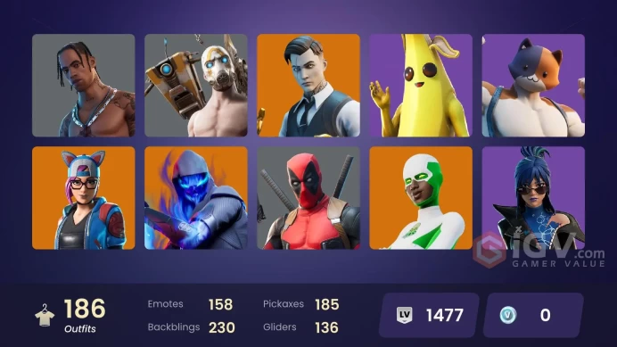 186 skins | Travis Scott | Itachi Uchiha | Reaper | Ride The Pony | Gold Midas | Gold Brutus | Sentinel | Backlash | Zenith