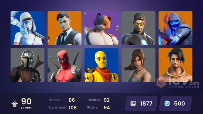 90 skins | Leviathan Axe | Reaper | Gold Midas | Gold Brutus | Pitch Patroller | Heron Stance Hero | Tart Tycoon | Fade | Spire Assassin