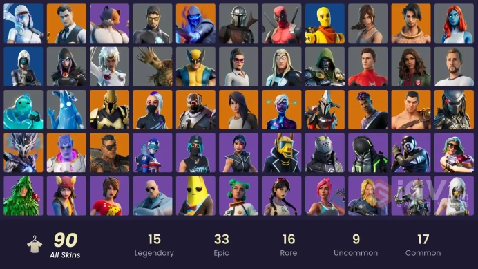 90 skins | Leviathan Axe | Reaper | Gold Midas | Gold Brutus | Pitch Patroller | Heron Stance Hero | Tart Tycoon | Fade | Spire Assassin