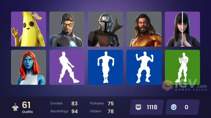 61 skins | Tart Tycoon | Fade | Ruin | Menace | Eternal Knight | Ultima Knight | The Scientist | Blackheart | Luxe | Predator | Hybrid