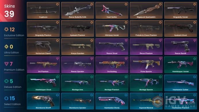 EU - LVL 39 - Unranked - 4 Knifes - 39 Skins (~43,500 VP) Singularity Vandal, Magepunk Sparkswitch, Singularity Phantom, Kogitsune, Ayakashi Pha