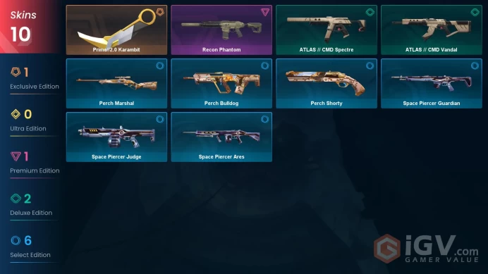 EU / 10 LUX SKINS (Recon Phantom+ATLAS // CMD Vandal+Perch Bulldog) + 1 KNIFFE (Prime//2.0 Karambit) / MAIL (FULL ACCESS)