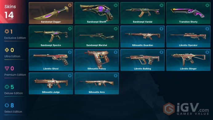 [ASIA] 14 Skins | 1 Knife | Full Acces | Sandswept Dagger / Libretto Operator / Sandswept Vandal |