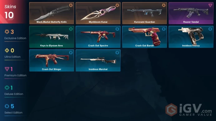 [EU] 10 Skins | 2 Knife | Full Acces | Black.Market Butterfly Knife / Mystbloom Kunai / Reaver Vandal |