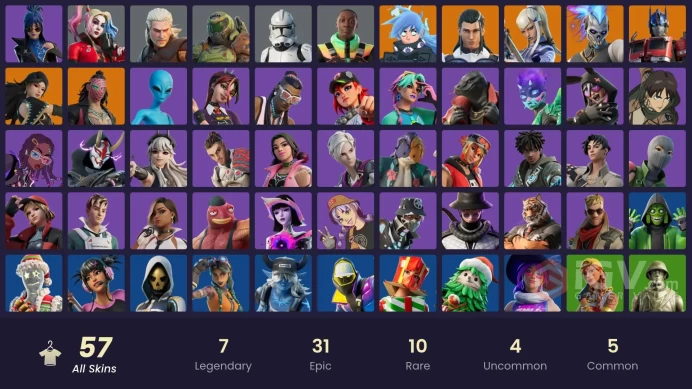 57 skins | Subzero Cryptic | Renzo the Destroyer | Optimus Prime | Mizuki | Kado Thorne | Era | Nezumi | The Ageless | Clone Trooper