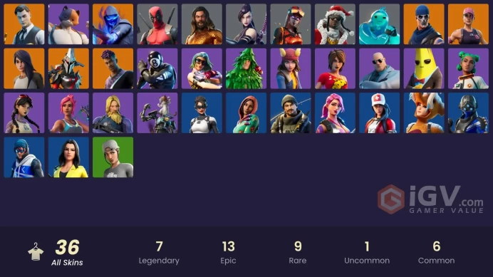 36 skins | Ride The Pony | Gold Midas | Gold Brutus | Point Patroller | Trilogy | Fade | Eternal Knight | Gear Specialist Maya | Fusion