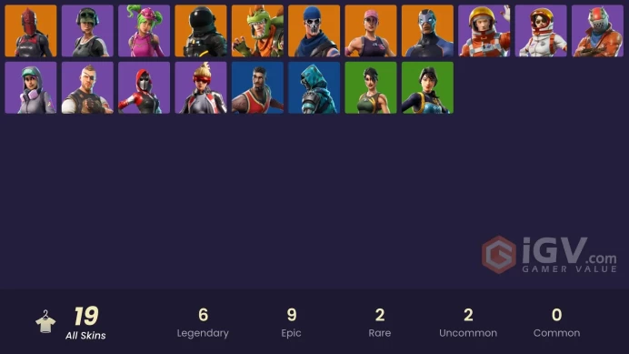 19 skins | Take The L | Trailblazer | Reaper | Ride The Pony | Snowflake | Rex | Dark Voyager | Red Knight | Carbide | Moonwalker | Battlehawk