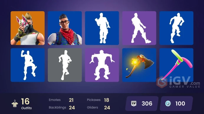 16 skins | Tidy | Ride The Pony | Prodigy | Blue Striker | Enforcer | Calamity | Drift | Ragnarok | Rook | Sledgehammer | Huntress | Archetype