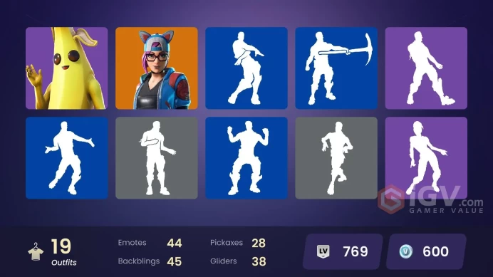 19 skins | The Ice King | Hybrid | The Scientist | Blackheart | Ruin | The Prisoner | Lynx | Zenith | Peely | Ember | Master Key | Powder