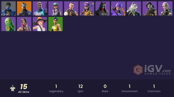 15 skins | Snowflake | Carbide | Sub-Zero (MK3) | Felina | Valentina | Battlehawk | Brite Gunner | Keisha Cross | Teknique | Outlaw Midas
