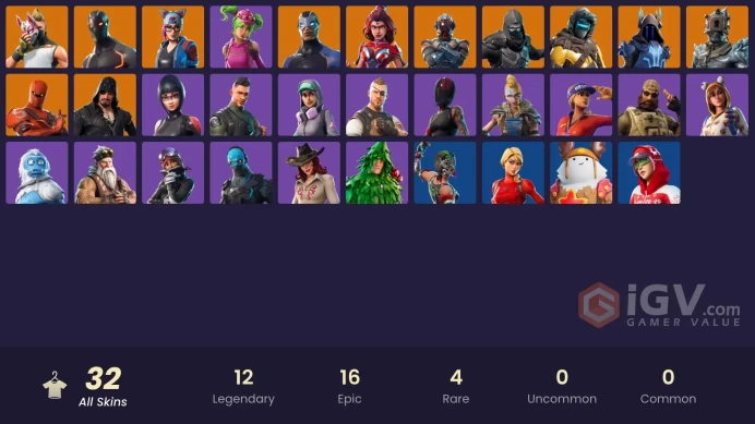 32 skins | Omega | Valor | The Ice King | Hybrid | Blackheart | Carbide | The Visitor | The Prisoner | Drift | Lynx | Enforcer | Zenith | Powder