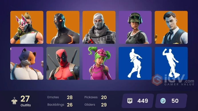 27 skins | Omega | Havoc | Trailblazer | Snowflake | Gold Midas | Sub Commander | Valor | Gear Specialist Maya | Carbide | The Visitor | Drift