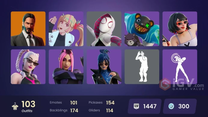 [PC] 103 Skins | Skull Trooper | Darth Vader | Snap | John Wick | Solid Snake | Mr Beast 6000