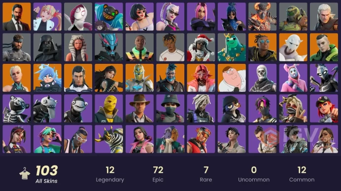 [PC] 103 Skins | Skull Trooper | Darth Vader | Snap | John Wick | Solid Snake | Mr Beast 6000