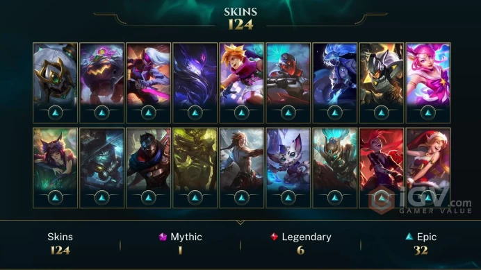 [D170] NA/EUW/OCE/JP/ 172 heroes / 124skins /  Instant Delivery/ Can change bound email and password/Can be transferred to any server