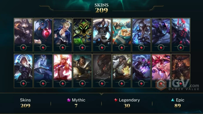[D167] NA/EUW/OCE/JP/ 170 heroes / 209skins /  Instant Delivery/ Can change bound email and password/Can be transferred to any server